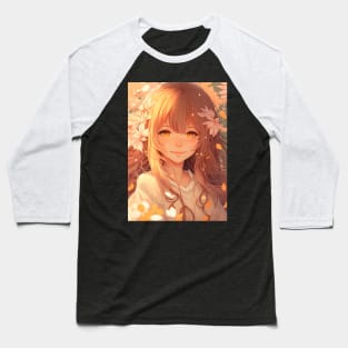 Kawaii Joyful Anime Girl Fall Lover Cute Smile Baseball T-Shirt